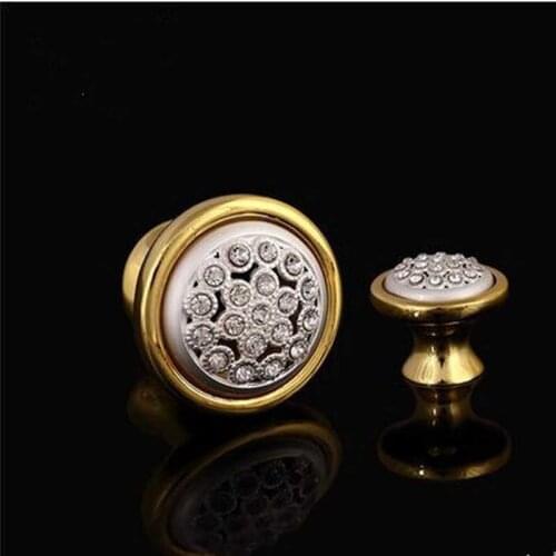 Deluxe 24K gold knobs diamond drawer cabinet pull knob crystal dresser cupboard door handle Modern furniture decorate knob