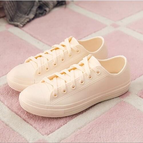 Autumn Fashion Women Rain Boots Non-slip Adult Flat Rubber Shoes PVC Wear-resistant Waterproof Short Rainboots Casual Flats