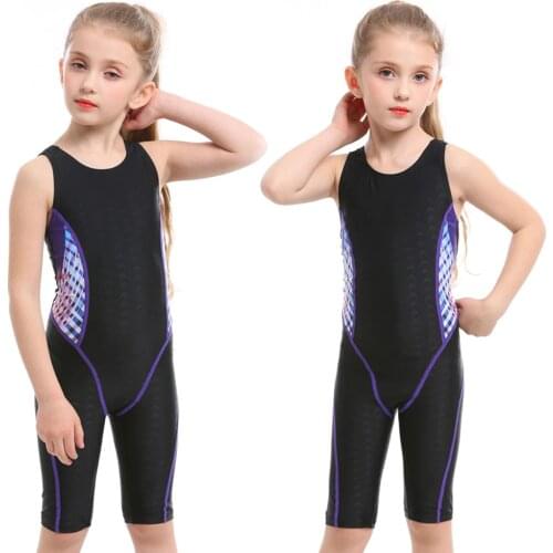 Childrens Swimsuit One-Piece Suits Swimsuit Girls 2021 Summer Beach Sport Bodysuit Solid Patchwork Elastic Kids Bath Clothes