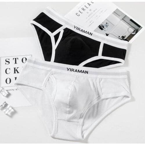 Cotton Elasticity Men Underwear Breifs Breathable Solid Color Bulge Simple Pants