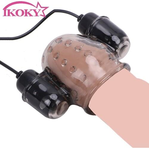 IKOKY Penis Vibrators Delay Ejaculation Male Masturbator Sex Toy For Men Glans Trainer Sex Products Massager Erotic