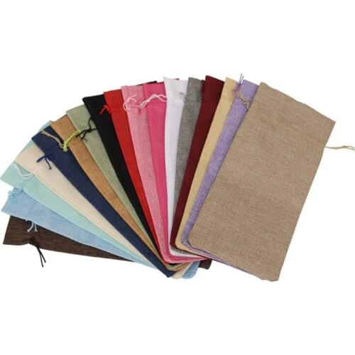 10pcs Burlap Wine Bags Wine Bottle Gift Bags-Reusable Wine Bottle Covers with Drawstring for Birthday Wedding Party Decoration