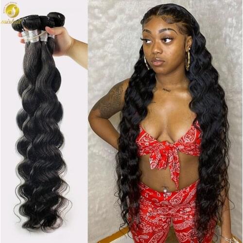 Mishell 32 34 36 38 40 Inch Brazilian Hair Weave Bundles Body Wave 100% Human Hair Bundles Remy Hair Extensions Hair Water Weft