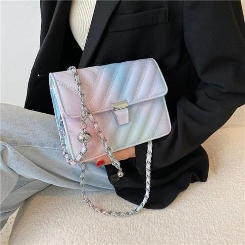 Fashion Lingge Chain Pu Leather Crossbody Bags for Women 2021 New Thread Handbags Summer Luxury Womens Shoulder Bag Ladies Tote