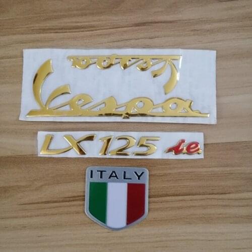 Motorcycle 3D Yellow Italy Italian Shield Flag Car Emblem Stickers Decal for PIAGGIO Vespa LX 125 LX125 ie