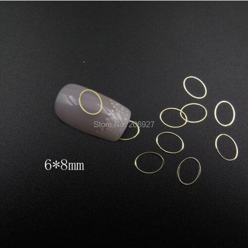 MS355-2 100pcs Gold Cute 6*8mm Oval Metal Sticker Nail Art Metal Sticker Nail Art Decoration Non-adhesive Sticker