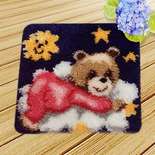 Cartoon Cushion Latch Hook Cartoon Carpet Embroidery for Needlework Crocheting Embroidery Latch Hook Rug Knit Kits Decor 55x55CM