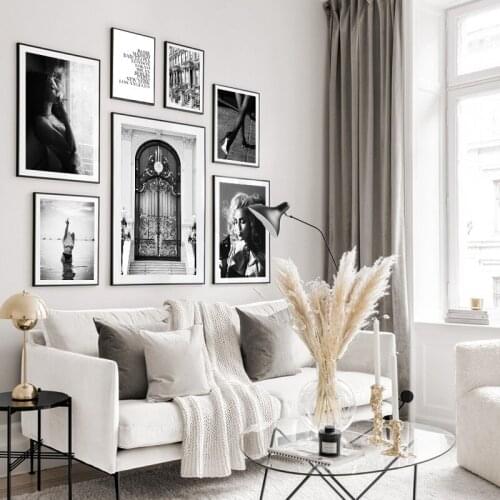 Sexy Girl Fashion Canvas Poster Black White Architecture Landscape Painting Wall Art Print Decorative Picture Bedroom Decoration