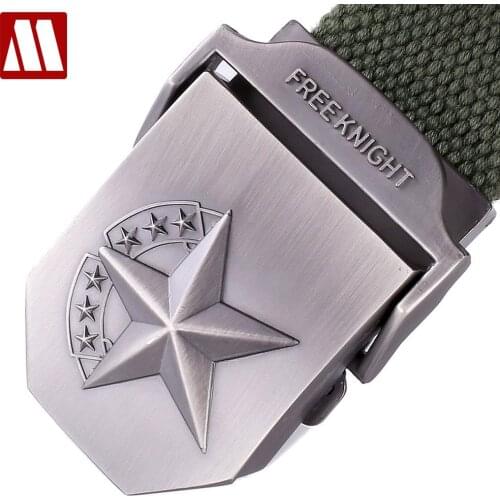 Hot 3D Star Metal Buckle Military Belt Fashion Strong Canvas Army Tactical Belts Mens Top Quality Belts Luxury Strap 20 Colors