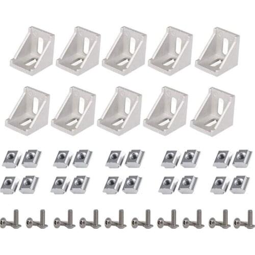 50Pcs Corner Bracket 2020 Series Aluminum Profile Connector Set for 6mm Slot Aluminum Profile Accessories