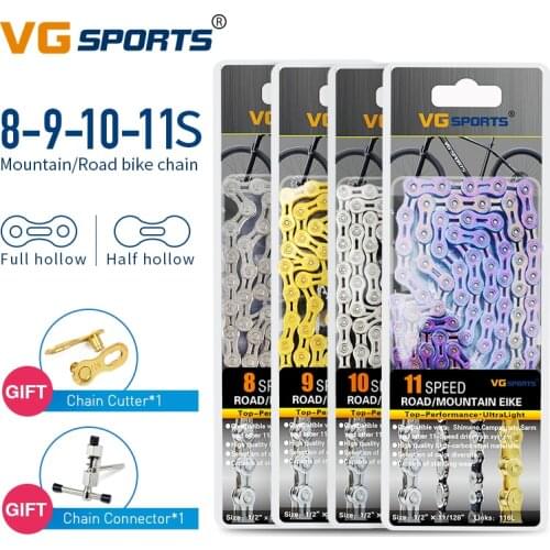 VG Sports 8 9 10 11 Speed Velocidade Bicycle Chain MTB Mountain Road Bike Chain Ultralight 116Links Bike Chain+Chain Cutter Tool