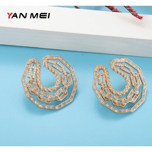 High-end Irregular Luxury Earrings Banquet Jewelry Wedding Bridal Accessories Dubai Earrings 2021 Fashion Trend E9781