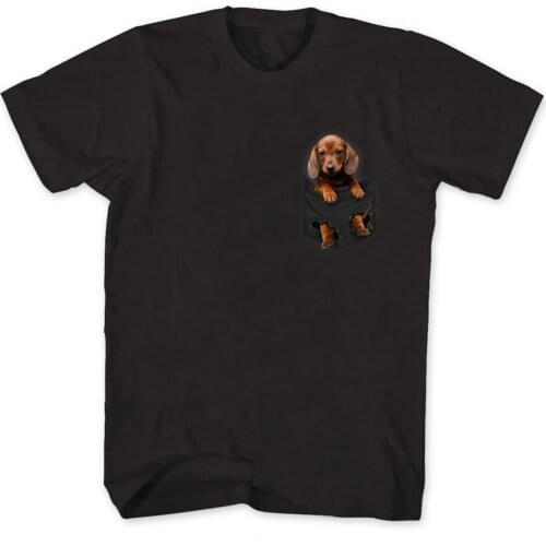 Funny Dachshund Dog In Pocket Unique Dog Lovers Gift T-Shirt. Summer Cotton Short Sleeve O-Neck Mens T Shirt New S-3XL