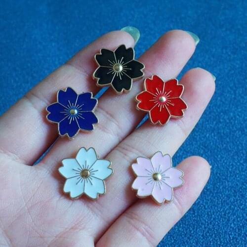 Women Cherry Blossom Flower Brooches Japanese Sakura Enamel Pins Backpack Collar Button Lapel Pin little Badge Jewelry Gifts