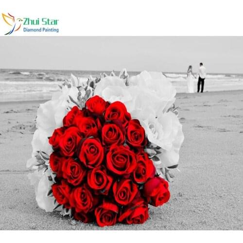 Zhui Star 5D Diy full Square drill diamond painting Cross stitch Couple & rose bouquet embroidery Rhinestone Mosaic home decor