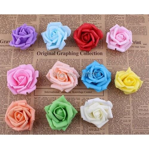 1000pcs/lot Foam Rose Flower Heads PE Wedding Decorative Flower 11 Colors Available