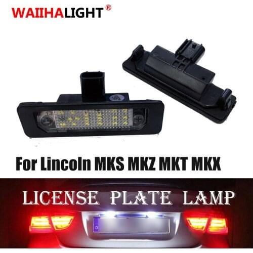 2Pcs Car LED Number License Plate Light For Lincoln MKS MKZ MKT MKX Ford Mustang Focus Taurus Flex Fusion