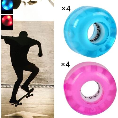 4x Luminous Quad Roller Skateboard Wheels Light Up Double Row Skating Wheels