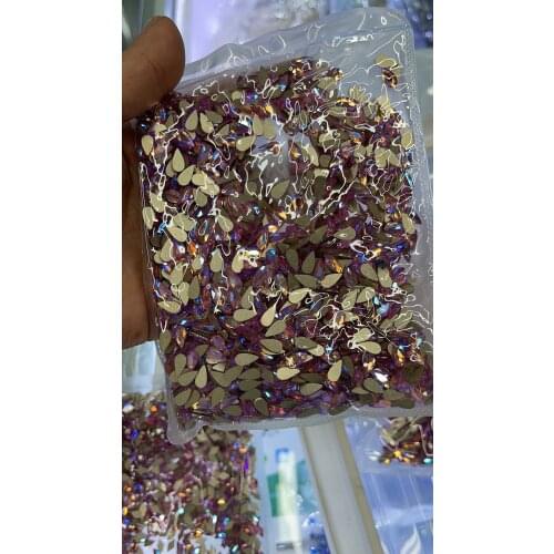 20Pcs Nail Art Rhinestones /10-Sizes light Pink AB - Rhinestones - GLASS- Flat back Stone for Nail Art Bulk/Glass Rhinestone U41