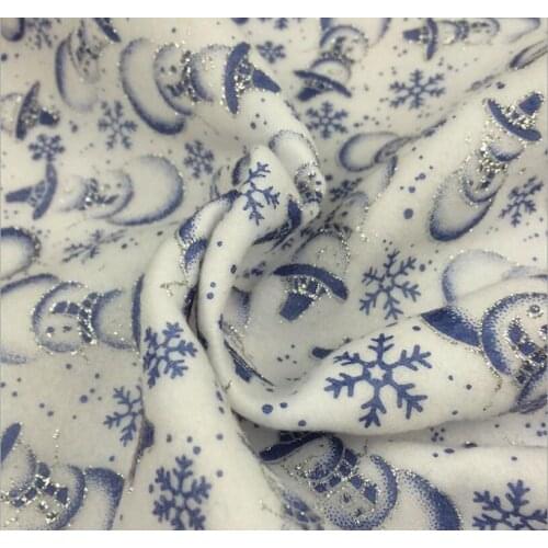 Sequin snowflake Santa Claus Christmas decorative fabric single side velvet spray gold embossing sewing material