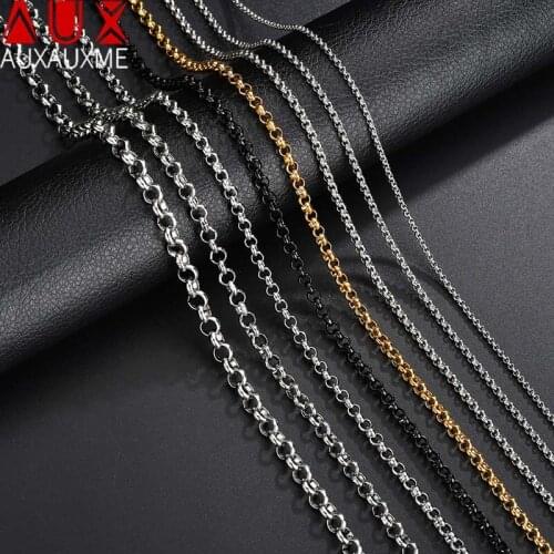 Auxauxme 2.0/2.5/3.0/4.0/5.0/6.0mm Hip Hop Stainless Steel Beads Chain Necklace For Women Men High Quality Fashion Jewelry