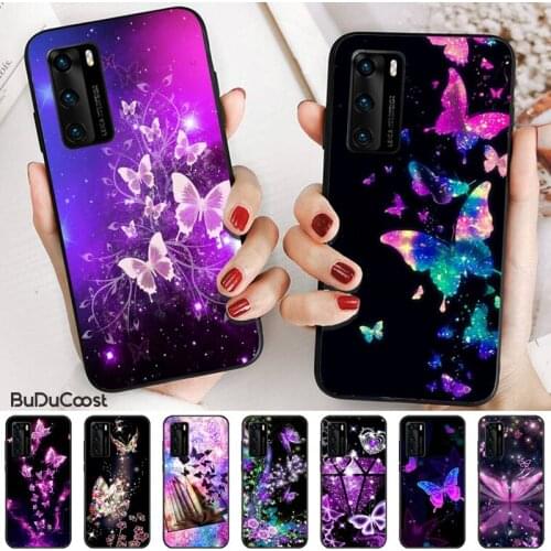 Hrmes Bling butterfly pattern Painted Phone Case for Huawei P20 P30 P20Pro P20Lite P30Lite Psmart P10 P40