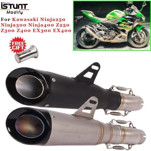 For Kawasaki Ninja250 Ninja300 Ninja400 Z250 Z300 Z400 EX300 EX400 Modified Middle Link Pipe 51mm muffler Exhaust Motorcycle