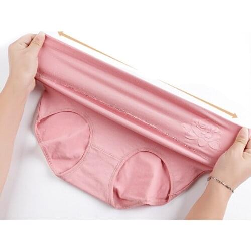 Womens High Waist Pure Cotton Underwear Breathable Sexy High Elastic Soft Underwear Large Embossed Ladies Underwear
