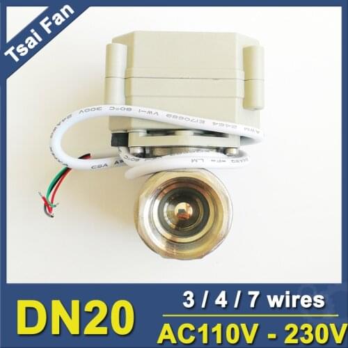 AC110V-230V 3/4/7 Wires Stainless Steel 3/4" Electric Motorized Ball Valve With Indicator BSP/NPT DN20 Female Thread 2-Way