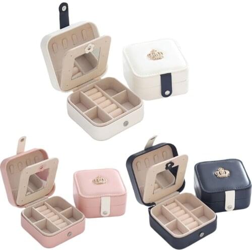 Portable Travel Leather Jewelry Organizer Display Earrings Rings Necklace Storage Case Jewellery Box for Women Girls Gifts