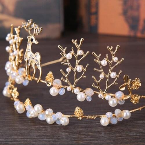 Hot New style Bridal Headdress, Deer Crown, Golden Animal Crown, Wedding Accessories, Crown Hair Accessories