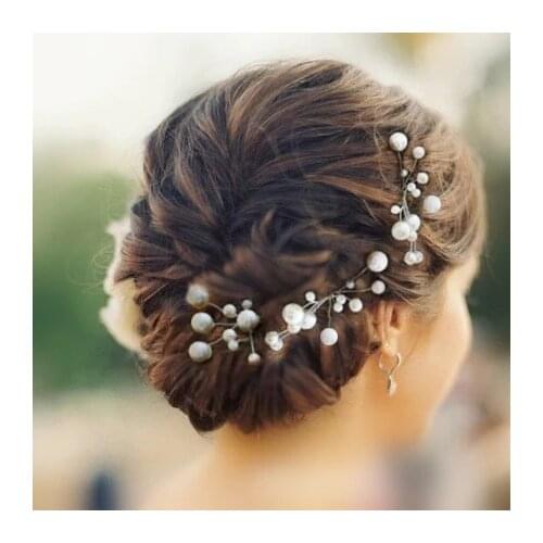 HIMSTORY Pearl Wedding Hair Accessories Hair Sticks Bridal Hair Jewelry Wediing Accessories Red and White