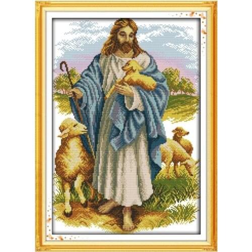 Jesus Shepherd Christian Character Series Cross Stitch Kits cross stitch chinese Hand embroidery needlework decorations for gift