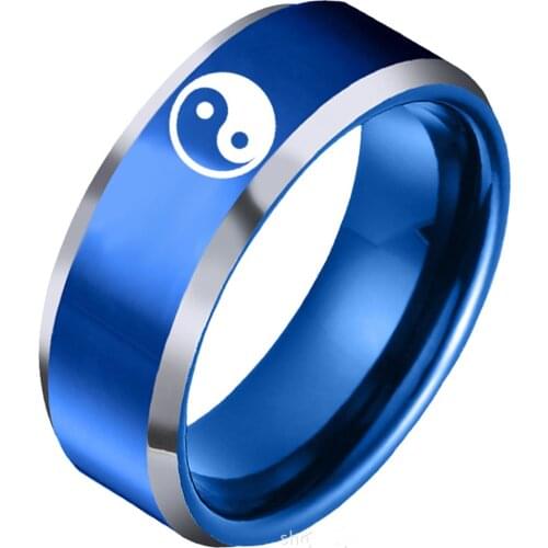 Stainless Steel Ringen Tai Chi Finger Ring Yin Yang Spinner Punk Biker Mens Ring bague femme