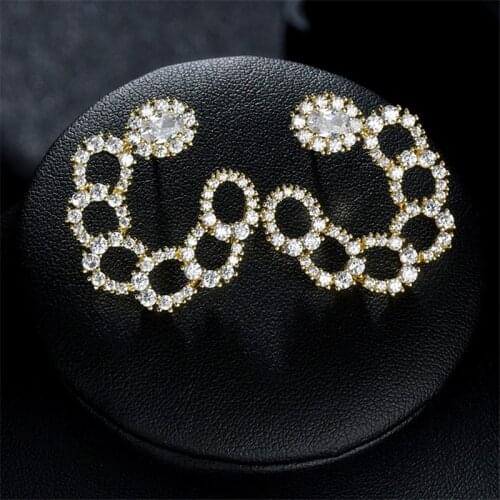 Korean Fashion DIY Set 3A Vintage Zircon White Copper S925 Silver Needle Cute Geometric Earrings For Women 2021 Trend Jewelry