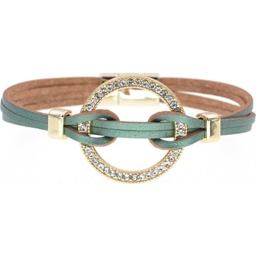 Leather bracelets for women metal charm Bracelet Bangle Magnetic Clasp bracelet women fashion jewelry