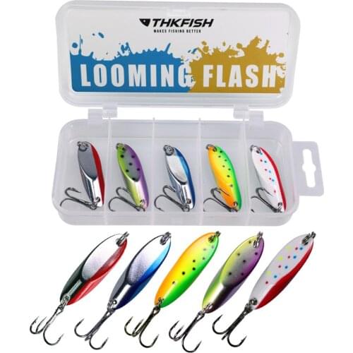 5pcs/box Fishing Spoons Metal Lure 3.5g 5g 7.5g 10.5g Metal Spoon Sequin Hard Bait Fishing Lures For Striped Bass