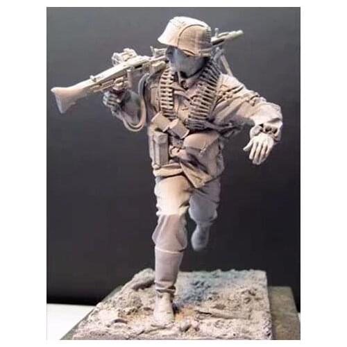 1:16 resin soldier model Normandy war machine gunner military gk figure unassembled uncolored