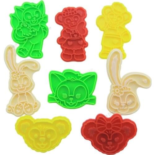 A set Disney cookie cutters Duffy Bear Stella Ballet Rabbit Shirley Rose Cute Cartoon Biscuit Mold Baking Tools Kitchen Supplies