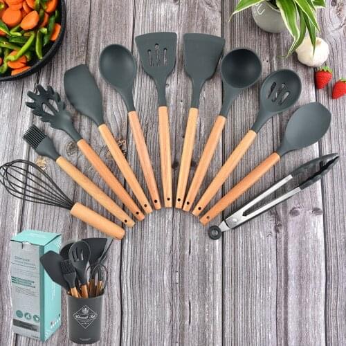 12PCS Silicone Cooking Utensil Set Kitchen Utensils Non-stick Heat Resistan Silicone Cooking Tools Whisk Kitchen Tools Set
