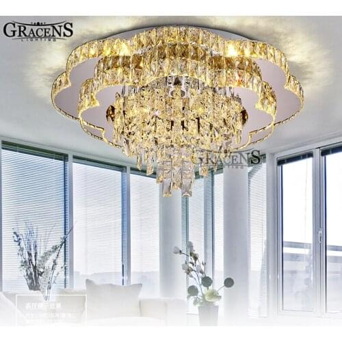 2018 New Modern Chandeliers LED Crystal Lamp Ceiling Fixtures AC110-240V lustre living Room Lights LED Lamps Flush Mounted