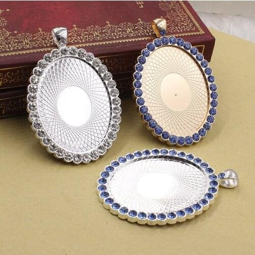 Fit 30*40mm Oval Cabochons Rhinestones Cameo/Glass Frame bezel Settings Tray blank DIY Accessory Making 3pcs/lot K05383