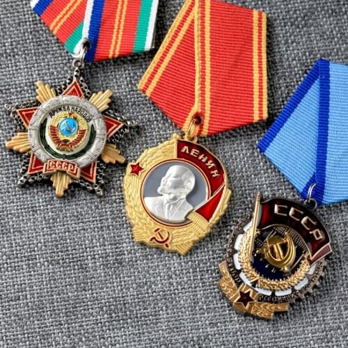 Reproduction WWII WW2 RUSSIAN SOVIET UNION CCCP ORDER OF MEDAL HERO MEDAL BADGE WITH RIBBON