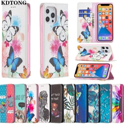 Luxury Painted Case for iPhone XS Max XR 7 8 Plus Etui Full Protect Cover Flip Leather Wallet Kickstand Phone Funda Capa Shell