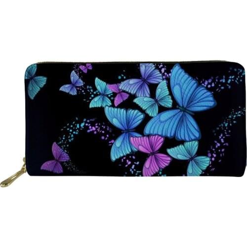 Luxury Design PU Purse Mandala Butterfly Print Women Wallets Long Leather Wallet for Lady Mom Waterproof Money Bag Free Dropship