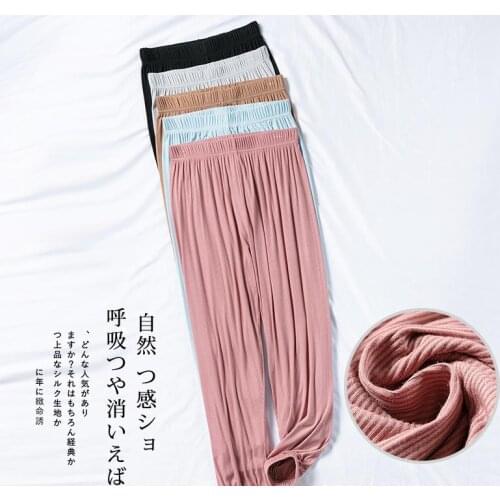 Loungewear Women Sleep Bottoms Elastic Waist Modal Home Pants Large Size Femela Soft Pajamas Trousers M-XXL Loose Pyjamas
