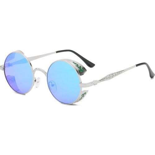 Vintage Steampunk Round Circle Metal Frame Sunglasses Men Retro Colorful Sun Glasses