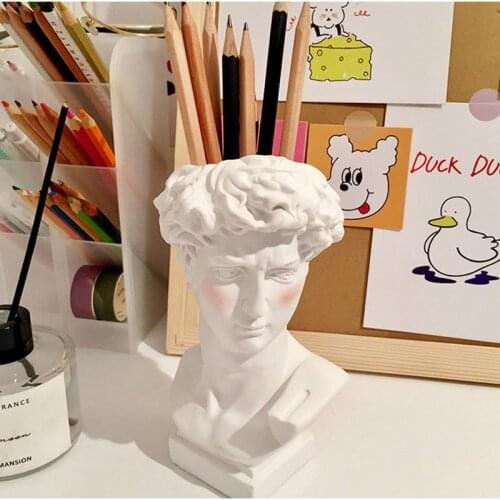 Greek Mythology Figurine David Statue Mini Bust Gypsum Michelangelo Pen Holder Flower Pot Vase Modern Abstract Home Decorations
