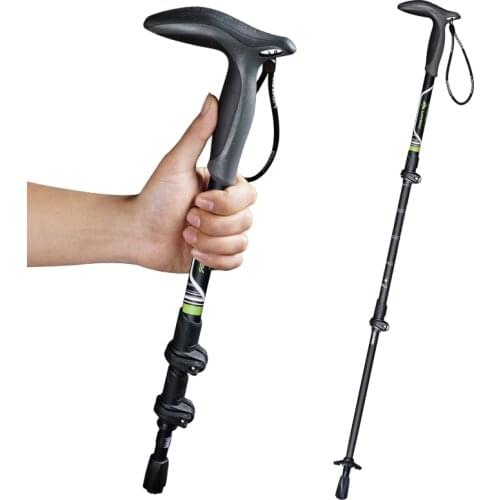 Elder T Handle Carbon Fiber Walking Sticks Tourism Cane Telescopic Trekking Nordic Walking Pole Hiking Crutches Bar Ultralight