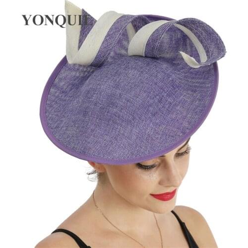 Vintage New Sinamay Women Fascinator Headwear Occasion Purple Bridal Fedora Cap Hair Accessories Feather Millinery Cocktail Hat